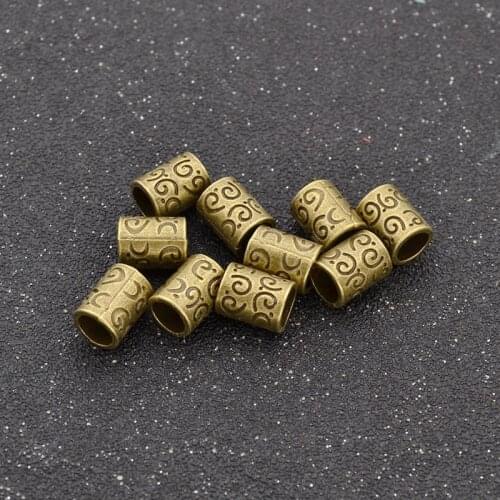 Fashion lychee 10pcs Copper Bronze Dreadlock Hair Braid Dread Tube Cuff Clip Beads Hole Hair Braiding