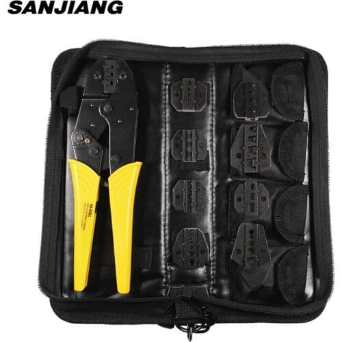 Crimping tools kit HS-03BC 8 jaw for plug tube/insulation /no insulation/Cap/coaxial Cable terminals kit 9in crimping pliers