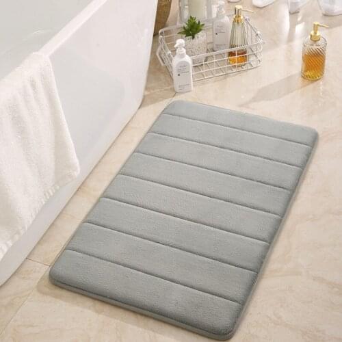 Non-Slip Bathroom Mat Coral Velet Carpet Water Absorbent Sponge Shower Floor Rug Memory Foam Bath Foot Pad Washable Mat
