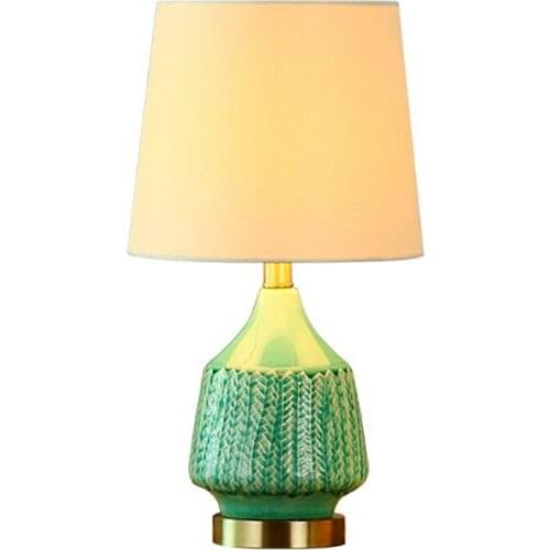 Nordic Modern Simple Green/White Ceramic Cloth E27 Table Lamp for Wedding Living Room Bedroom Hotel Porcelain Light 49cm 1681