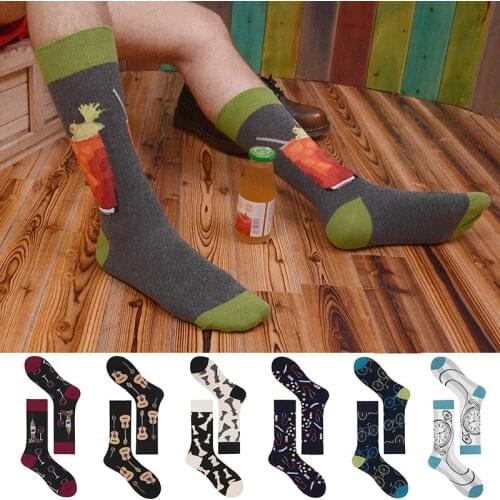 New Casual Combed Cotton Mens Socks Harajuku Colorful Happy Funny Trend Street Long Soft Socks For Men Big Size Crew Socks