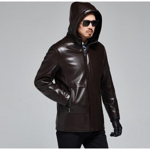 1928 New Fashion Medium-length Hooded Jacket Mans Fur Coat for Middle-aged Men Winter Daddys Overcoat