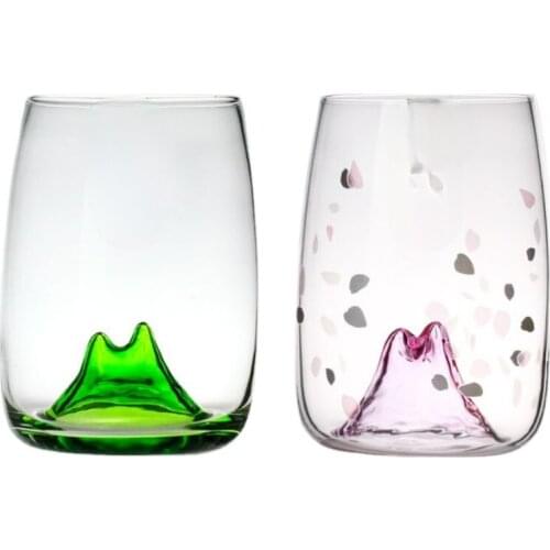 New Style 400ml Cherry Blossom Mount Fuji Wine Glass Aoyama Whiskey Vodka Sake Shochu Cup Exquisite Art Pattern Gift