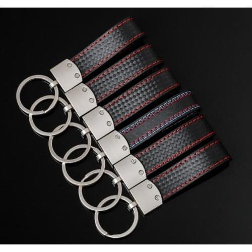 Wholesale leather Car Keychain Key Ring Metal Keyring for audi sline rs vw R BMW M Performan Auto Key Chain car-styling