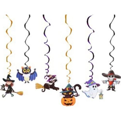 Ceiling Hanging Swirl Cartoon Witch Bat Ghost Props Decoration DIY Room Bar Festival Party Halloween Supplies Ornaments