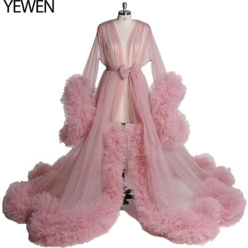 YEWEN Fluffy Maternity Dresses for Photo Shoot Tulle Maternity Robes Custom Made Women Long Tulle Dresses Beach Birthday Party