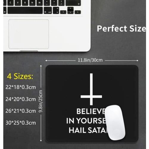 Believe In Yourself Hail Satan Inverted Cross Mouse Pad DIY Print Cushion Magic Occult Esoteric Magik Magick