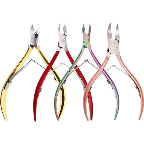 Monja 17 Styles Plating Stainless Steel Nail Art Cuticle Nipper Tongs Clippers Dead Skin Remove Nail Clipper Manicure Tools