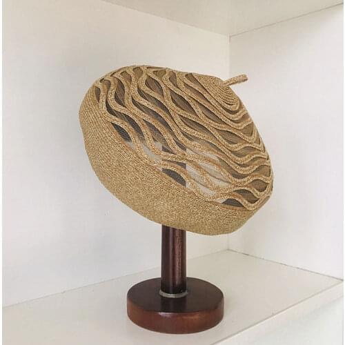 Japanese Style New Spring Summer Ladies Retro Mixed Color Straw Beret Mesh Breathable Painter Hat Fashion Straw Hat Boina Baret