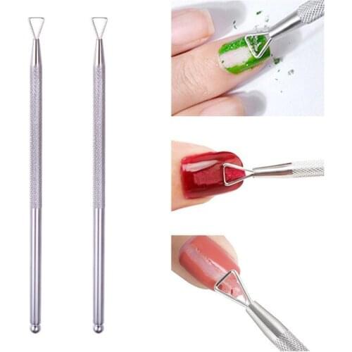 UV Gel Polish Remover Stick Rod Culticle Pusher Cleaner Stainless Steel Manicure Nail Art Tools for Removing Gel Varnish