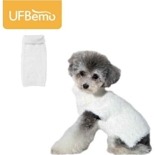 UFBemo Dog Sweater Cat Dachshund Teckel Turtleneck Knitted Stretched Pullover Clothes White Furry Costume Warm Soft Pet Puppy