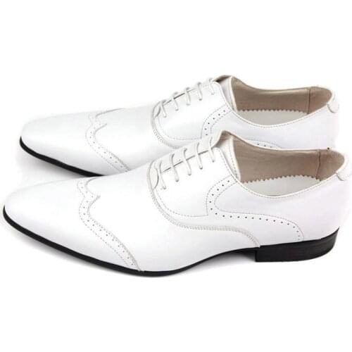 New Black White Bright Patent Leather Mens Formal Carving Brogue Man Office Party Wedding Dress Shoes Oxfords Lace Up Plus Size