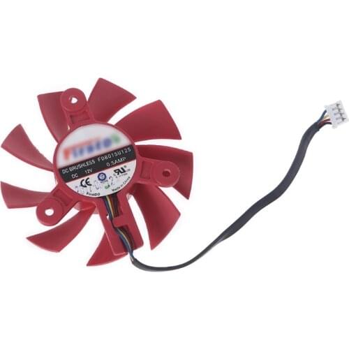 R9JA 75mm/2.95in Cooler Fan DC 12V FD8015U12S 4Pin 12V 0.5A Radiator Replacement for amdRX570 580 Graphics Card Cooler