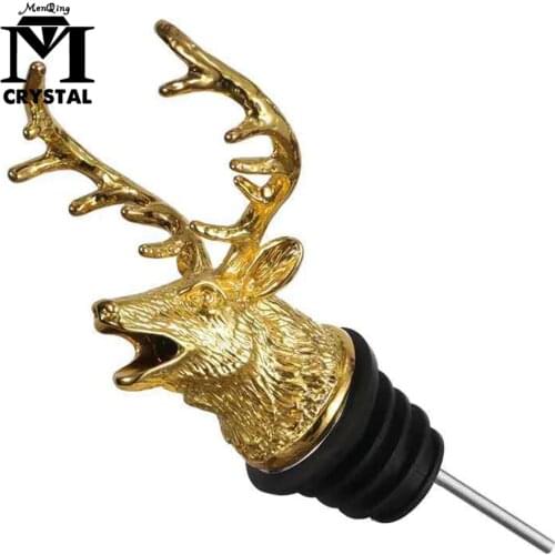 Wine Pourer Zinc Alloy Deer Stag Head Unique Wine Bottle Stoppers Wine Aerators Bar Tools Get Together Gift