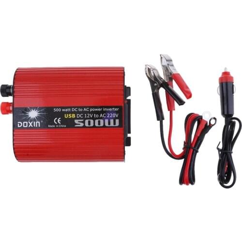 High Efficient 500W Power Inverter DC 12V To 220V AC Car Inverter With 3.1A Dual USB Car Adapter,red