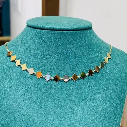 MADALENA SARARA 18K Yellow Gold Geometric Chain Women Necklace Au750 Gold Chain Simple Necklace