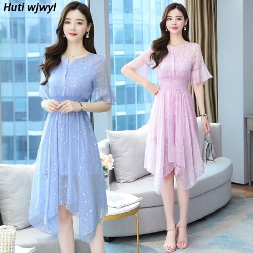 Summer Floral Chiffon Boho Beach Sundress 2021 New Elegant Women Sweet Bodycon Midi Dress Vintage Casual Party Sexy Pink Vestido