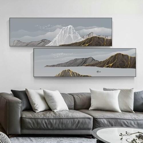 Mountain Natural Sea Landscape Posters and Prints Canvas Painting Panorama Scandinavian Wall Art Picture for Living Room