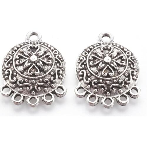 10Pcs Tibetan Style Alloy Chandelier Components Links Charms Flat Round Oval Teardrop Shape For Earrings Necklace Jewelry Making