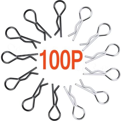 100p-Pack RC Body Clips for All 1/10 Scale Models Buggy Truck Fit Traxxas HSP Losi Redcat Himoto HPI Racing Black / Sliver 02053