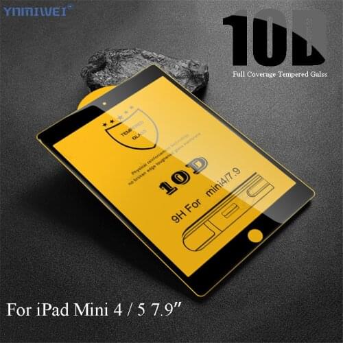 10D Full Cover Black For iPad Mini 5 Mini 4 7.9'' Tempered Glass Screen Protector on For Apple iPad Mini4 Mini5 Protective Film