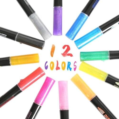 12 Colors/box Outline Pen Double Line Pen Highlighter Stationery Writing Drawing Card School Gift Office Supplies Pen Q9W8