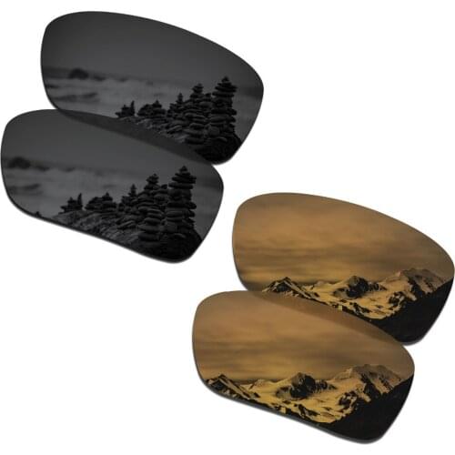 SmartVLT 2 Pairs Polarized Sunglasses Replacement Lenses for Oakley Si Ballistic Det Cord Stealth Black and Bronze Gold