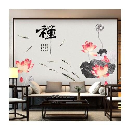 215*120CM Chinese Lotus Buddhism Zen Wall Sticker Living Room Bathroom Bedroom Decor House Decoration Poster Art Picture Mural