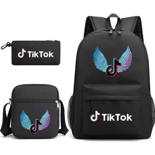 Hot TIK TOK 3pcs Set Backpack Children Anime Cartoon School Bag Bookbag Men Women Travel bags Mochila Daily Rucksack