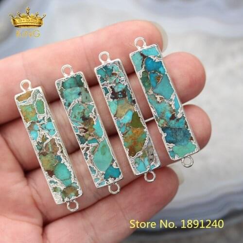 5pcs Rectange Copper Turquoises Connectors Handmade Bracelet,Turquoises Beads Links Charms Making Necklace Fashion Jewelry GH459