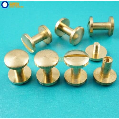 50 Set 10*9mm Solid Brass Rivet Chicago Screw for Leather Craft Belt Wallet / Cambered