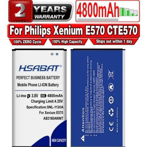 HSABAT 4800mAh AB3160AWMT Battery for Philips Xenium E570 CTE570