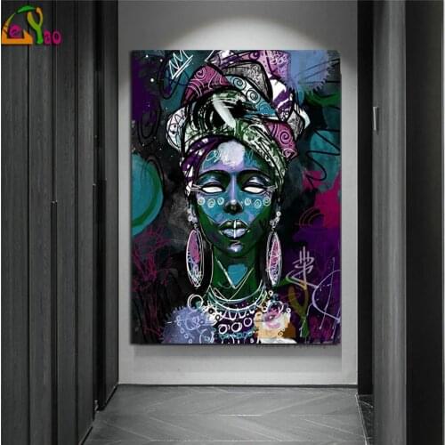 Diamond painting Hot selling home art, African black woman,Graffiti Cross stitch diamond embroidery mosaic room Decor