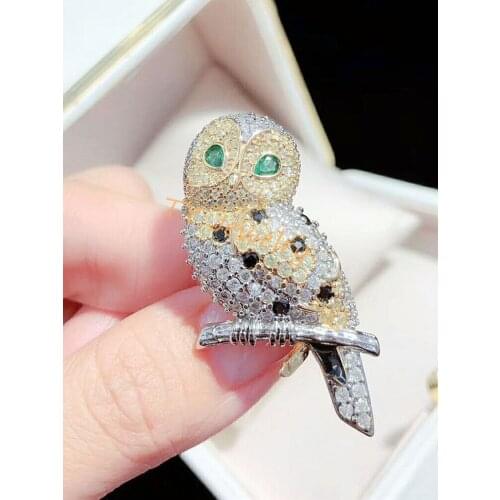 Zircons Parrot Birds Animal Charm Fashion Pin Brooches Unisex Jewelry Accessories both for Pendant & Brooch uss