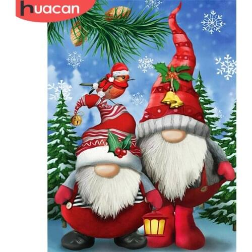 HUACAN Full Square/Round 5d Diamond Painting Santa Claus Winter Diamond Embroidery Cartoon Picture Of Rhinestone Christmas Gift