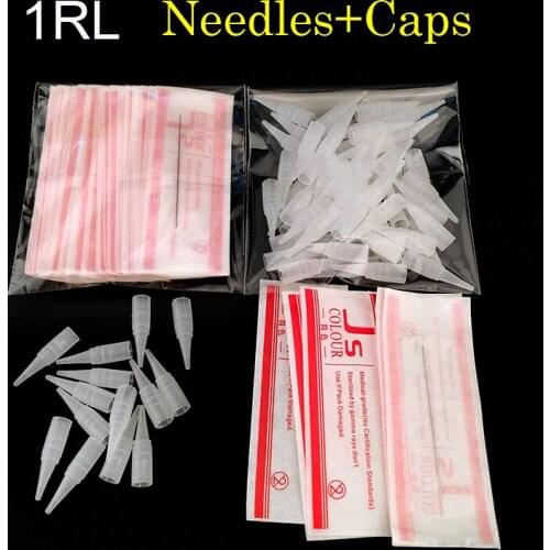 Top Quality 100Pcs 1R Needles and 100pcs 1R Tips For Permanent Makeup Traditional Tattoo Needles Independent Package