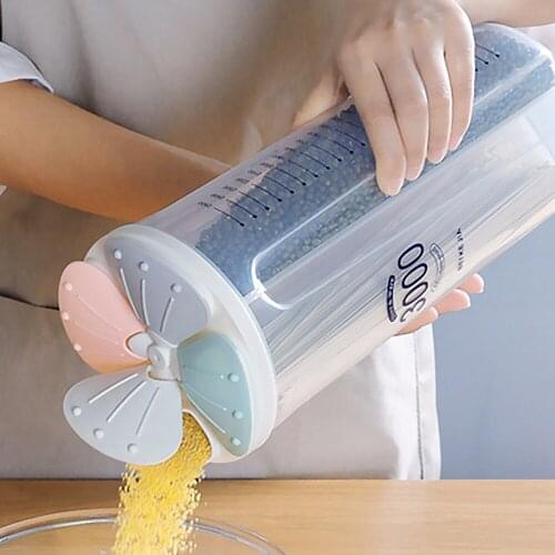 Kitchen Food Storage Box With Lid Plastic Bottle Jar Grain Tank Moisture-Proof Sealed Cans Transparent Organizers Fresh-Keeping