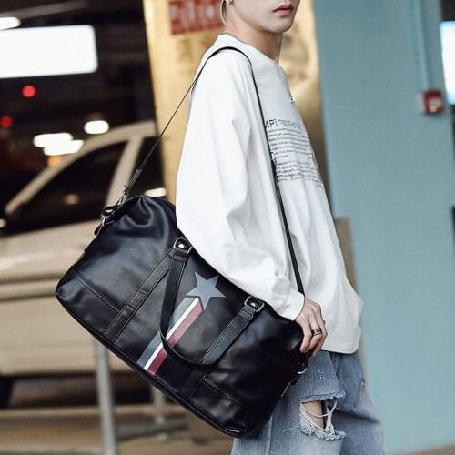 Fashion Men Travel Handbag Brand PU Leather Large Capacity Luggage Organizer Luxury Design Male Weekend Gym Duffle Bag Trendy