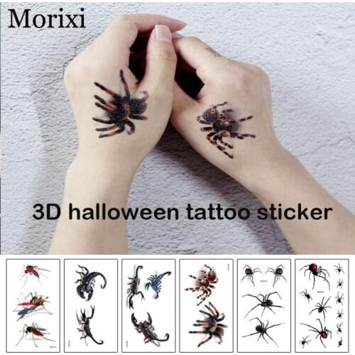 3D spider sticker for arm body makeup water transfer decals horror Scorpion pattern small size temporary tattoo sticker RA042