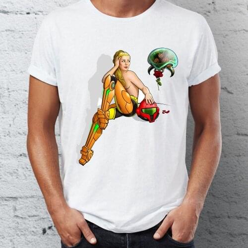 New Mens T-shirt Featuring Samus Aran Metroid In Love Funny Artsy Gaming Tshirt Hip Hop Youth Tees Tops Harajuku Streetwear