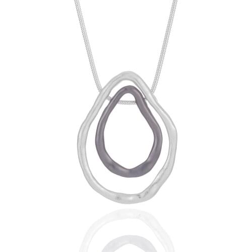 Fashion Statement Metal Large Irregular Circles Pendant Necklaces Long Link Chain Jewelry