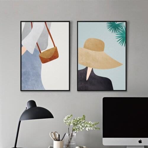 Poster Fashion Abstract Girls Painting Plant Wall Art Nordic Poster Prints Vintage Picture for Women Bedroom Living Room Decor