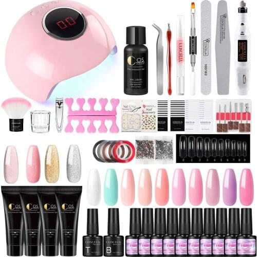 COSCELIA Nail Gel Set With Gel Nail Polish Manicure Set For Nail Extension UV Led Lamp Dryer Electric Drill Nail Art Tools Kit