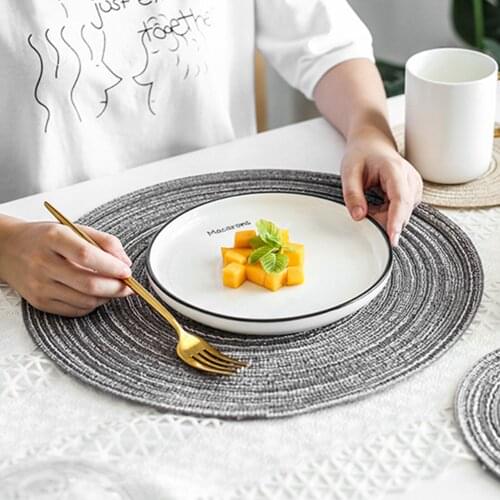 Foldable Round Placemat Hand-woven Tabletop Heat Insulation Non-slip Bowl Mat Japanese Style Ramie Placemat Coaster