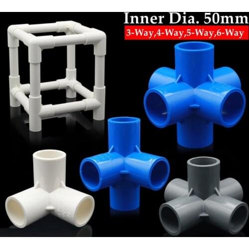 3pcs I.D50mm Stereo PVC Connectors DIY Shelf Joints Frame Composite Joints PVC Pipe Connector Water Tube Fittings