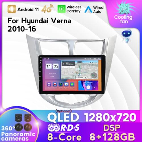MEKEDE IPS 6+128G Android11 Car Radio Multimedia Player for Hyundai Hyundai Verna 2010-2016 GPS Navigation Built-in Carplay Auto