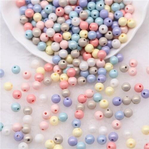 6mm Round Symphony Macarons Beads Acrylic Pearlescent Solid Dispersive Beads Jewelry Making Garment Diy Handmade Accessories