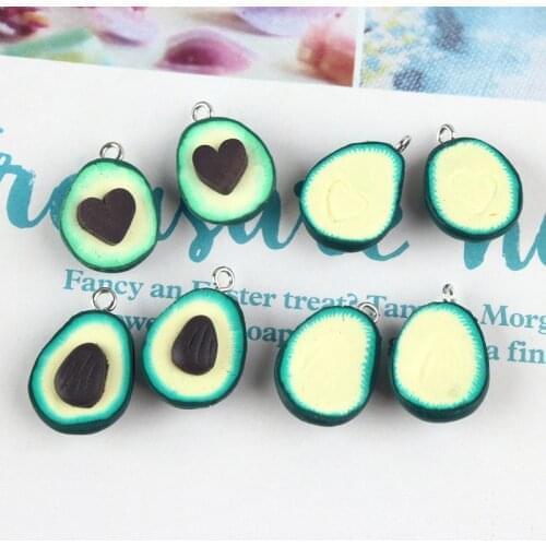 6pcs Kawaii Clay Avocado Charms 3D Fruit Pendants for DIY Jewelry Making Bracelets Necklace Earrings Keychain 16*19mm