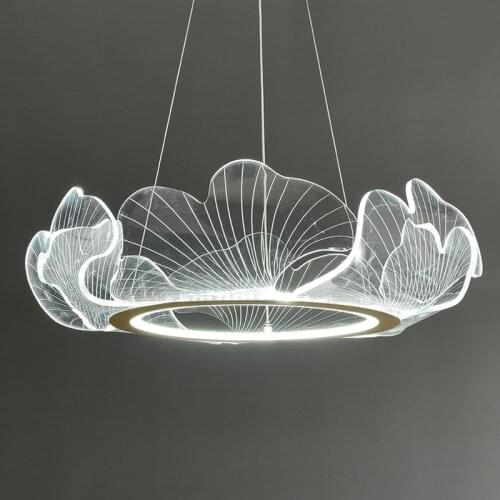 Creative Leaves Acrylic Lustre Pendant Lights Modern Simple Living Room Home Decor Led Hanglamp Designer Bedroom Led Ring Light
