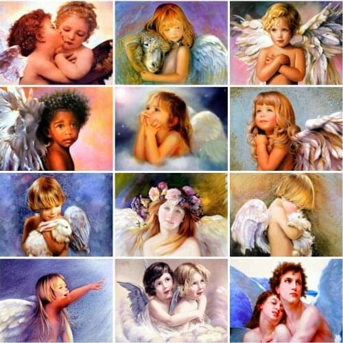 Diamond Embroidery Angle Mosaic Picture Of Rhinestone Full Round Drill 5D Diy Diamond Painting Portrait Handmade Gift Home Decor